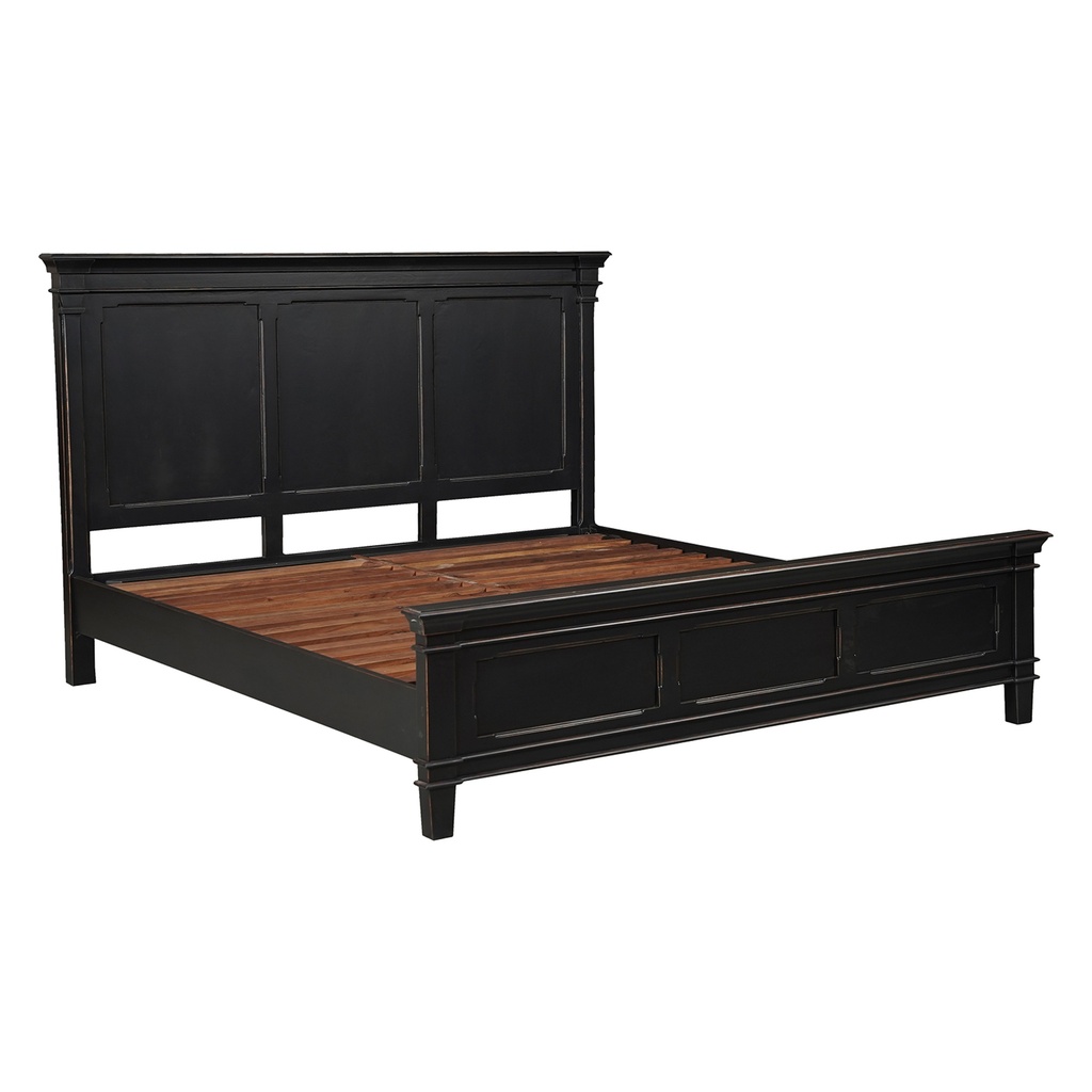 Turin King Bed in Distressed Black