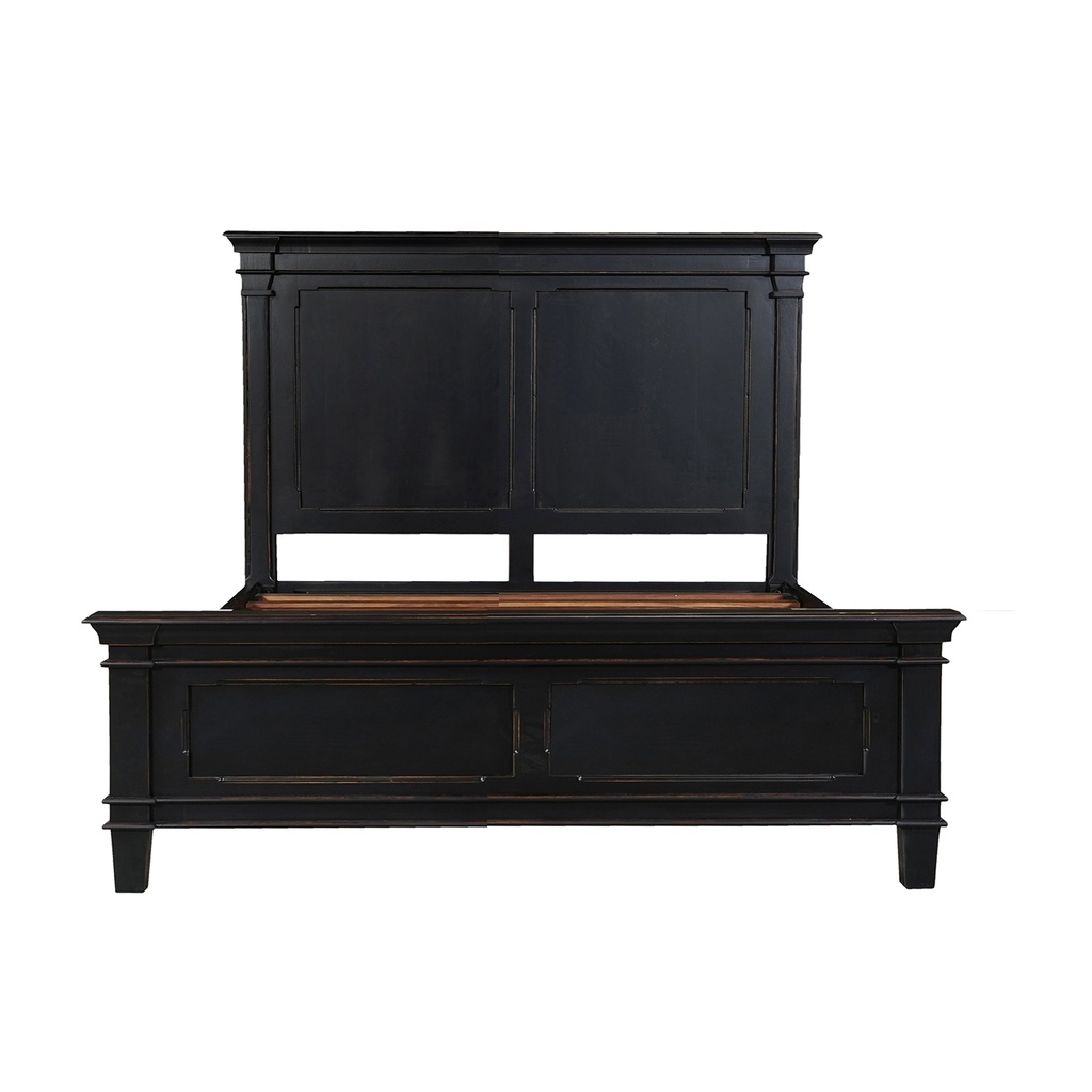 Turin Queen Bed in Distressed Black