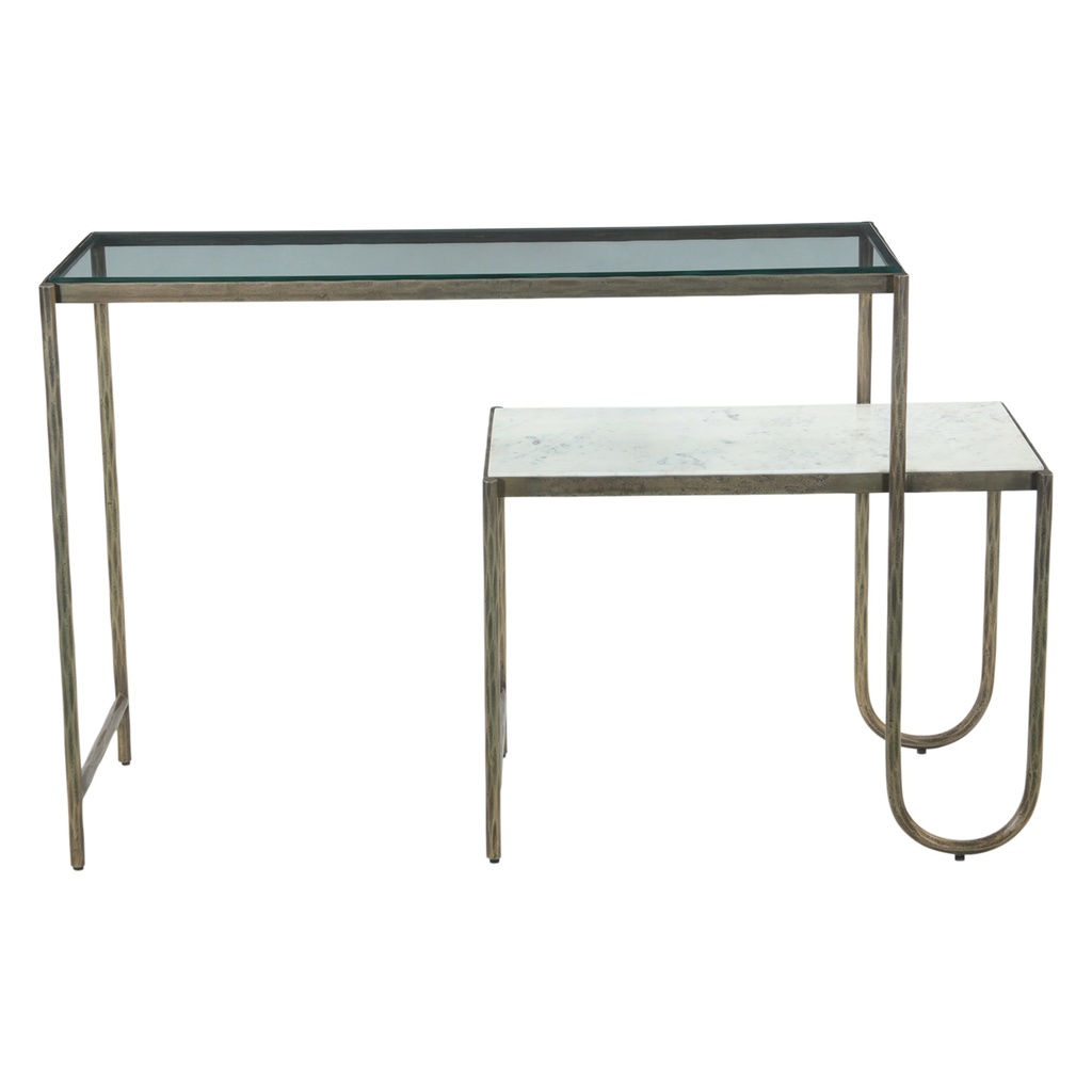 [FVN-NCN50-WM] Venice 50" Nesting Console Table with Marble and Glass