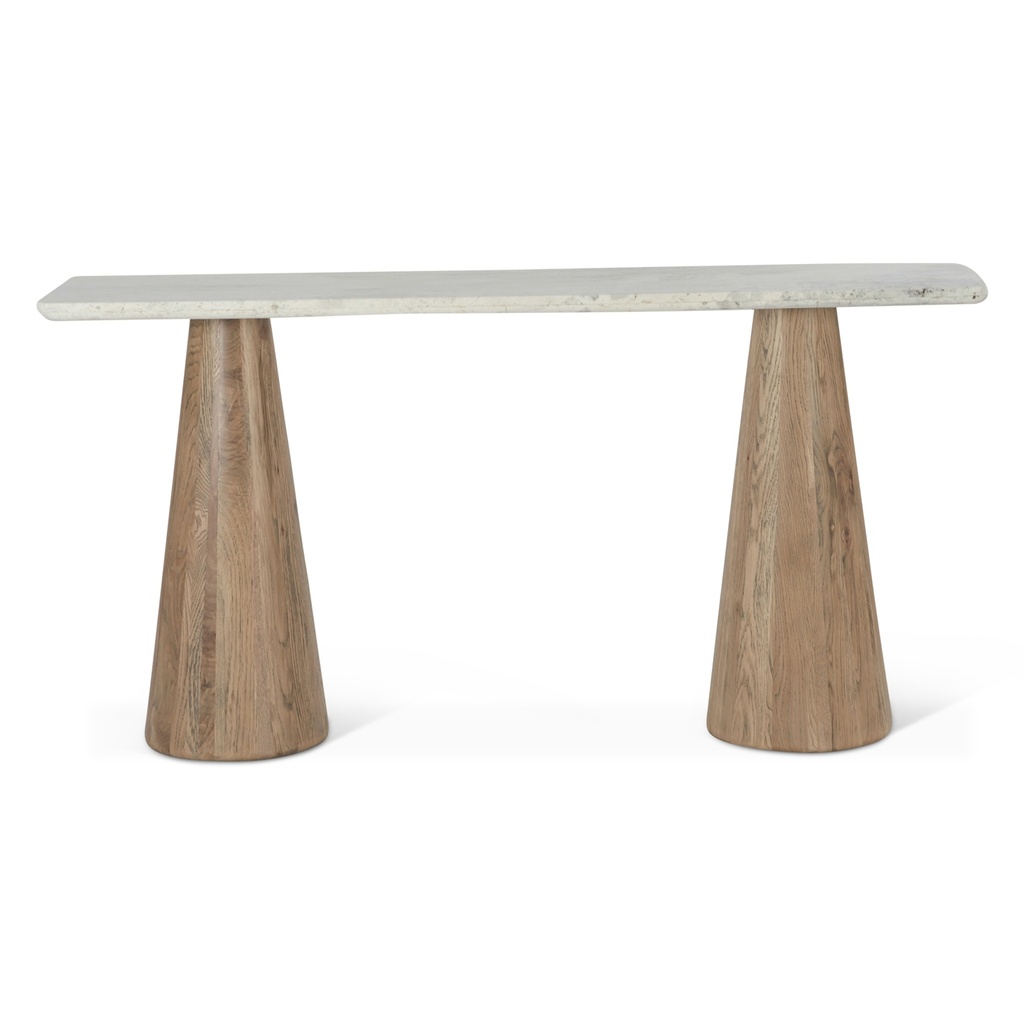 [FVT-CN60WTVL] Vista 60" Console Table with White Travertine and Light Base