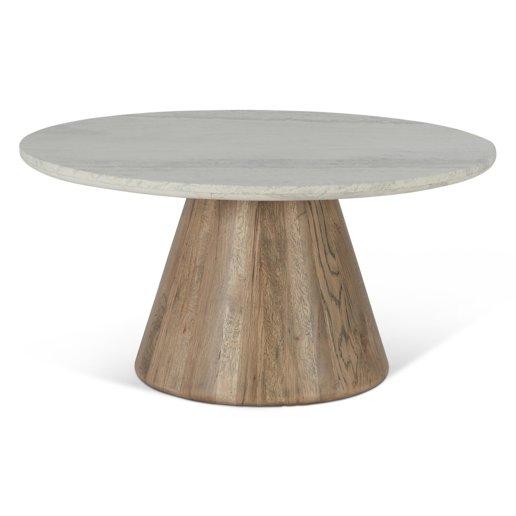 [FVT-CT36WTVL] Vista 36" Coffee Table with White Travertine and Light Base