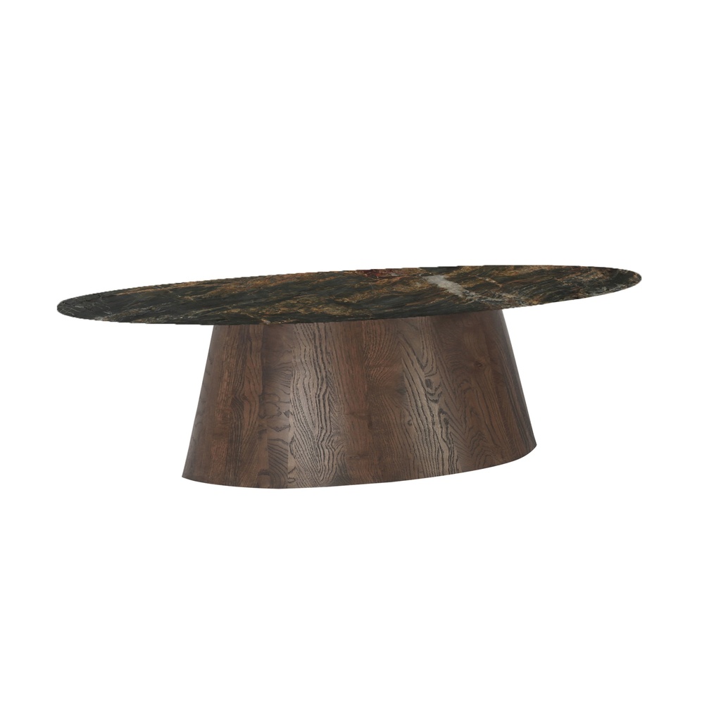 [FVT-OCT52LMD] Vista 52" Oval Coffee Table in Lava Marble with Dark Base