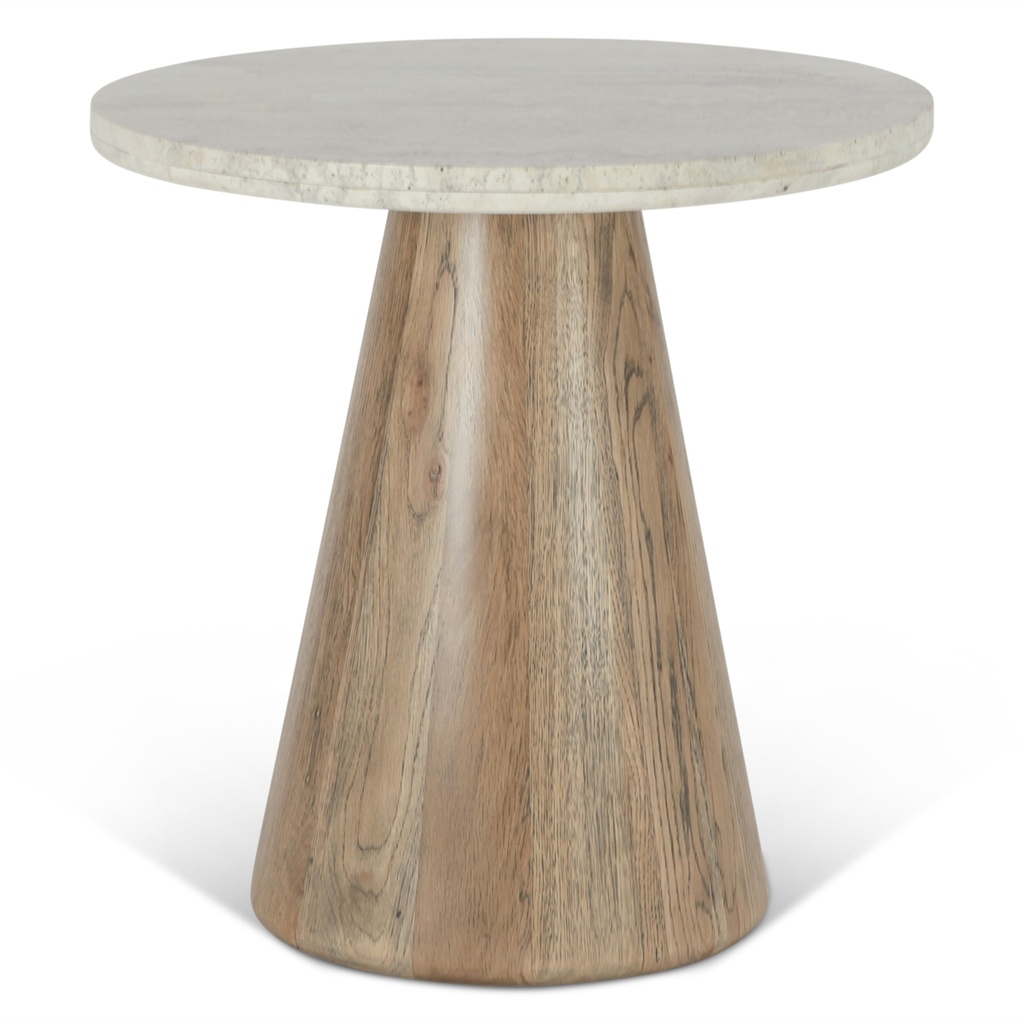 [FVT-ST22WTVL] Vista 22" Side Table with White Travertine and Light Base