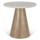Vista 22" Side Table with White Travertine and Light Base
