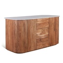 Wales 68" Kitchen Island in Natural Acacia with White Marble Top