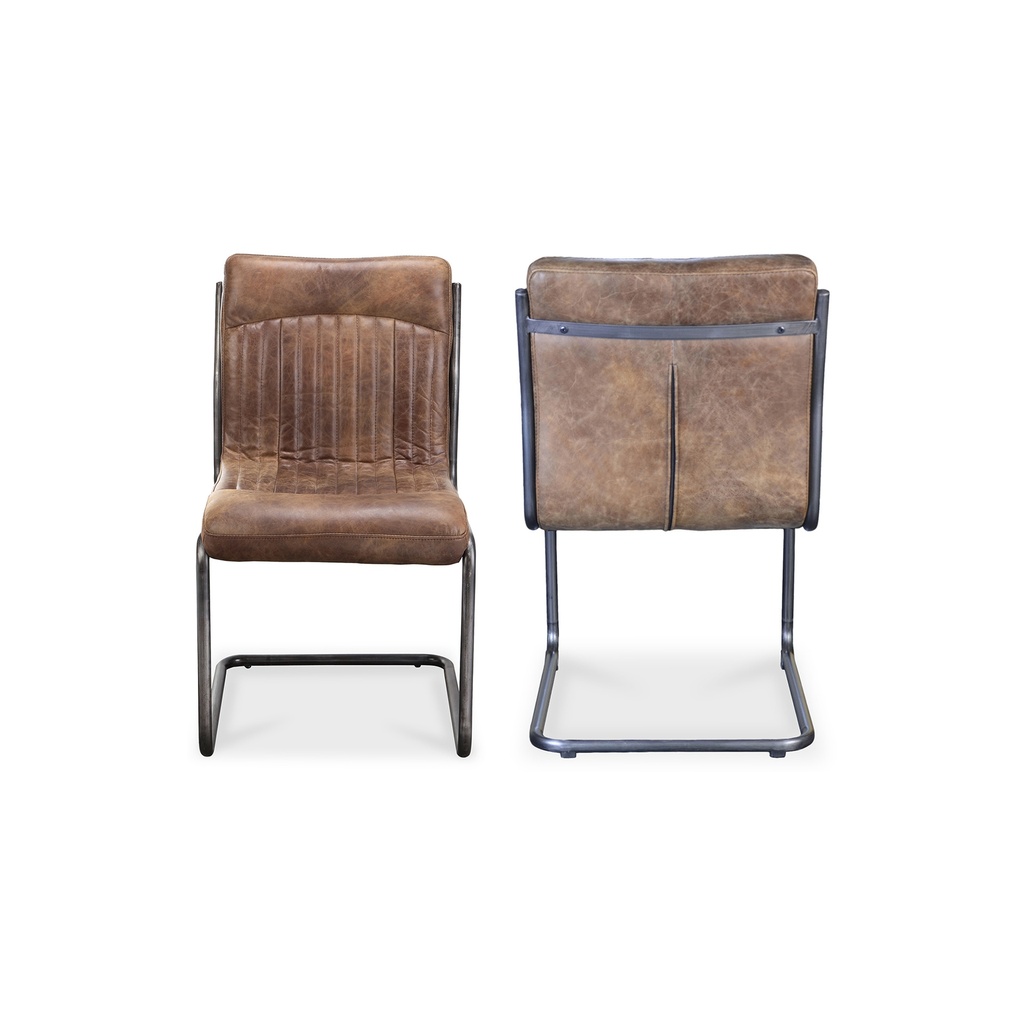 [PK-1043-03] Ansel Dining Chair Grazed Brown Leather - Set Of Two