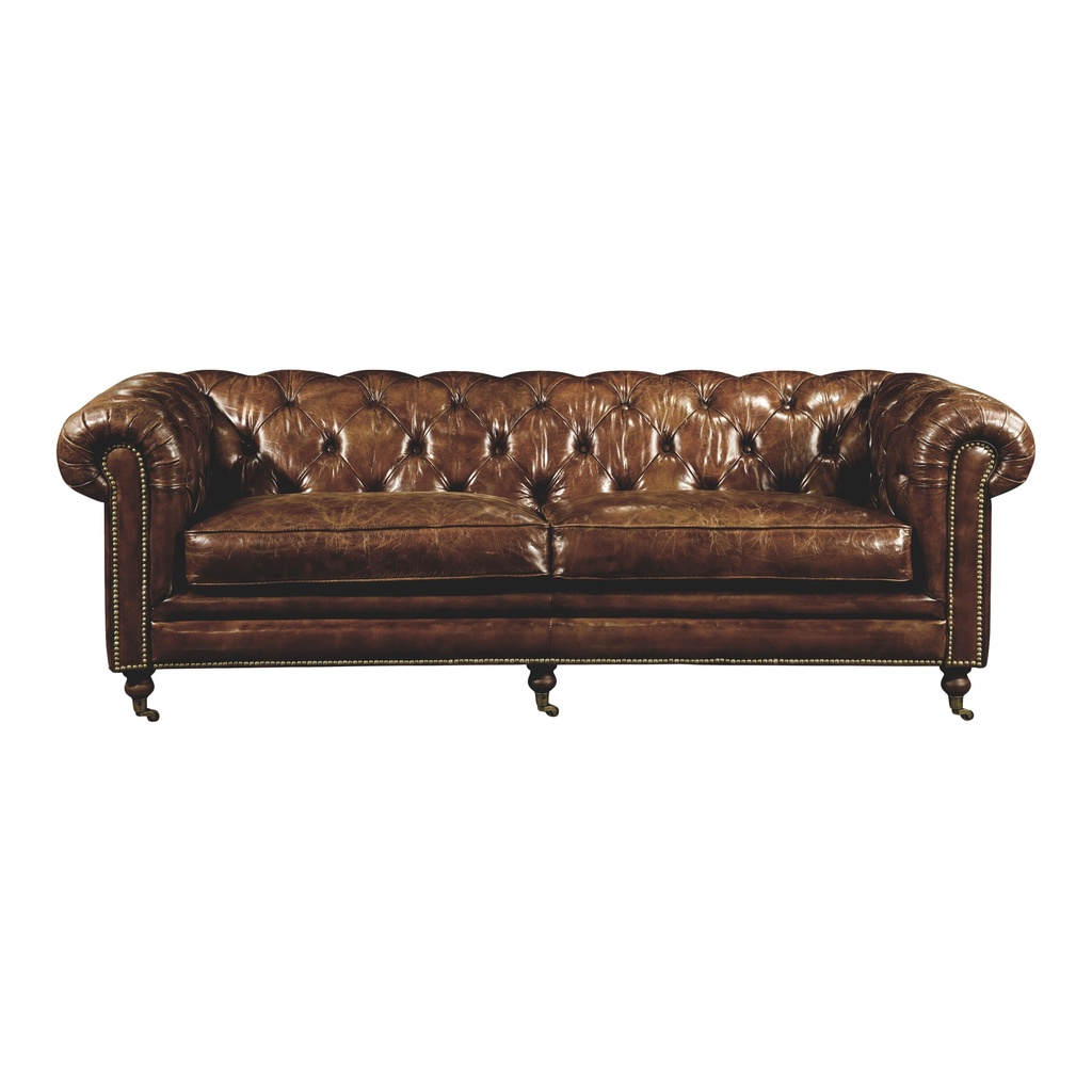 [PK-1007-20] Birmingham Sofa Dark Brown Leather