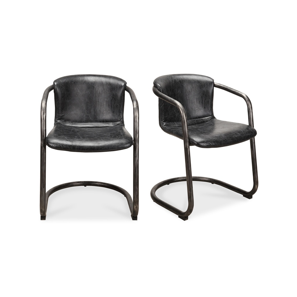 [PK-1059-02] Freeman Dining Chair Onyx Black Leather - Set Of Two
