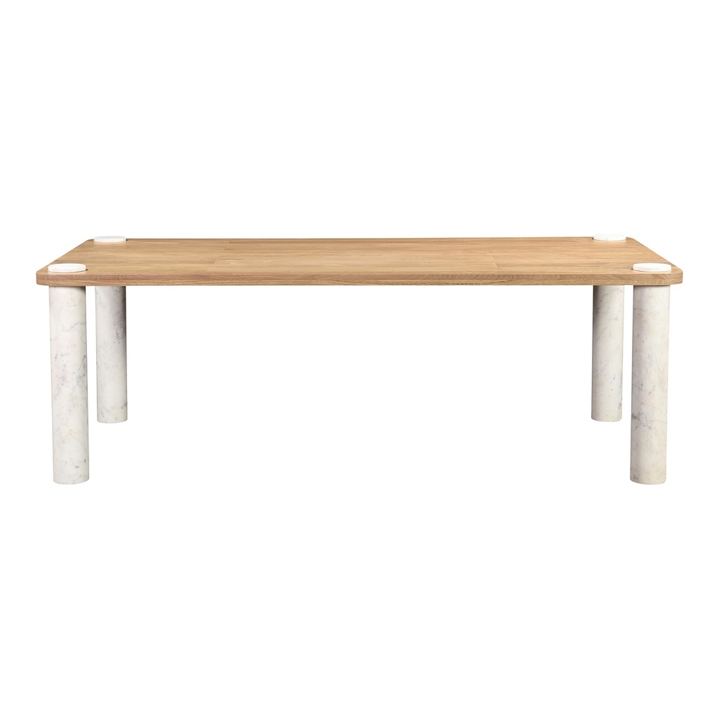 [JD-1049-18-0] Century Dining Table Natural White Marble Leg