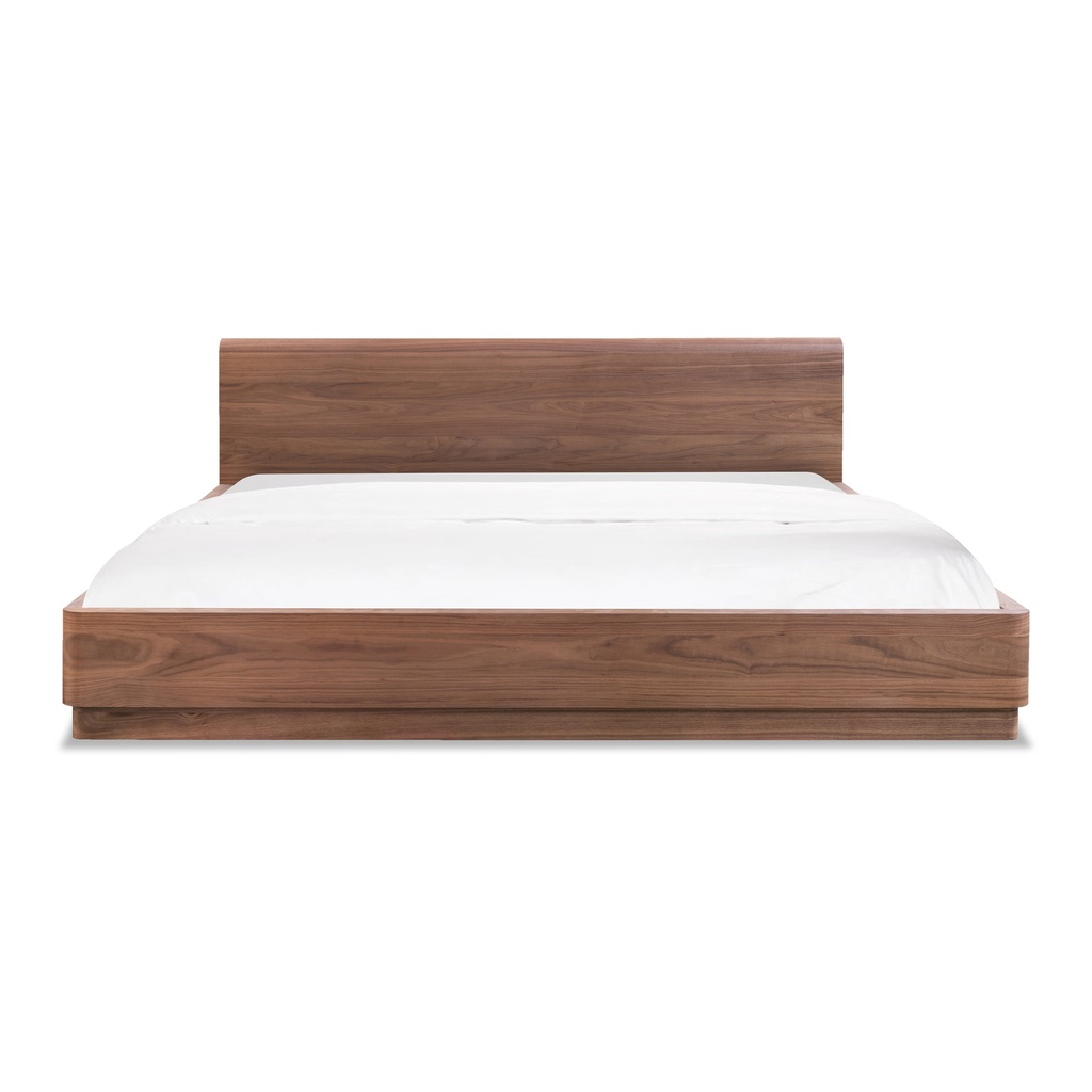 [YR-1005-03-0] Round Off Queen Bed Walnut Brown