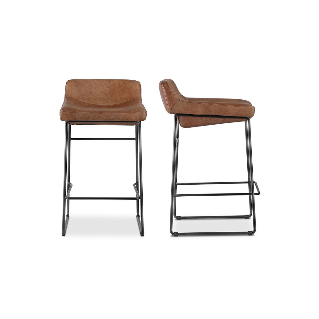 [PK-1106-14] Starlet Counter Stool Open Road Brown Leather - Set Of Two