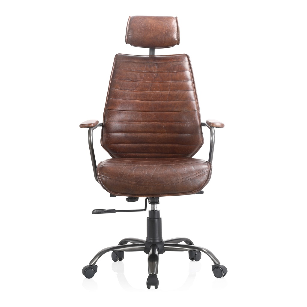 [PK-1081-20] Executive Office Chair Dark Brown Leather
