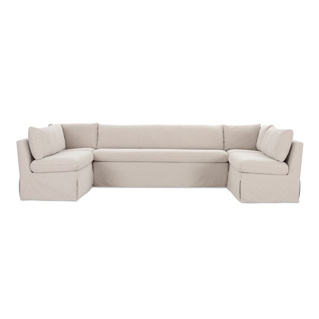 [OA-1072-34] Fable Slipcover Dining Banquette U-Shape Beige 129 in.