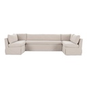 Fable Slipcover Dining Banquette U-Shape Beige 129 in.