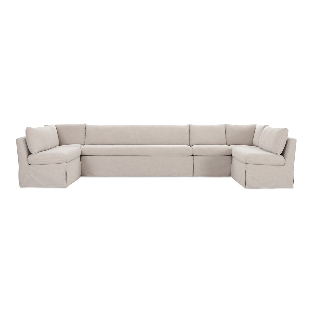 [OA-1073-34] Fable Slipcover Dining Banquette U-Shape Beige 154 in.