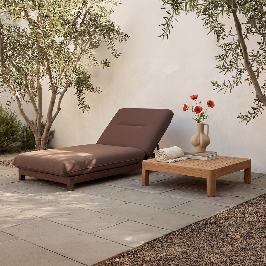 [TA-1002-03] Enzo Outdoor Adjustable Lounge Chair Brown