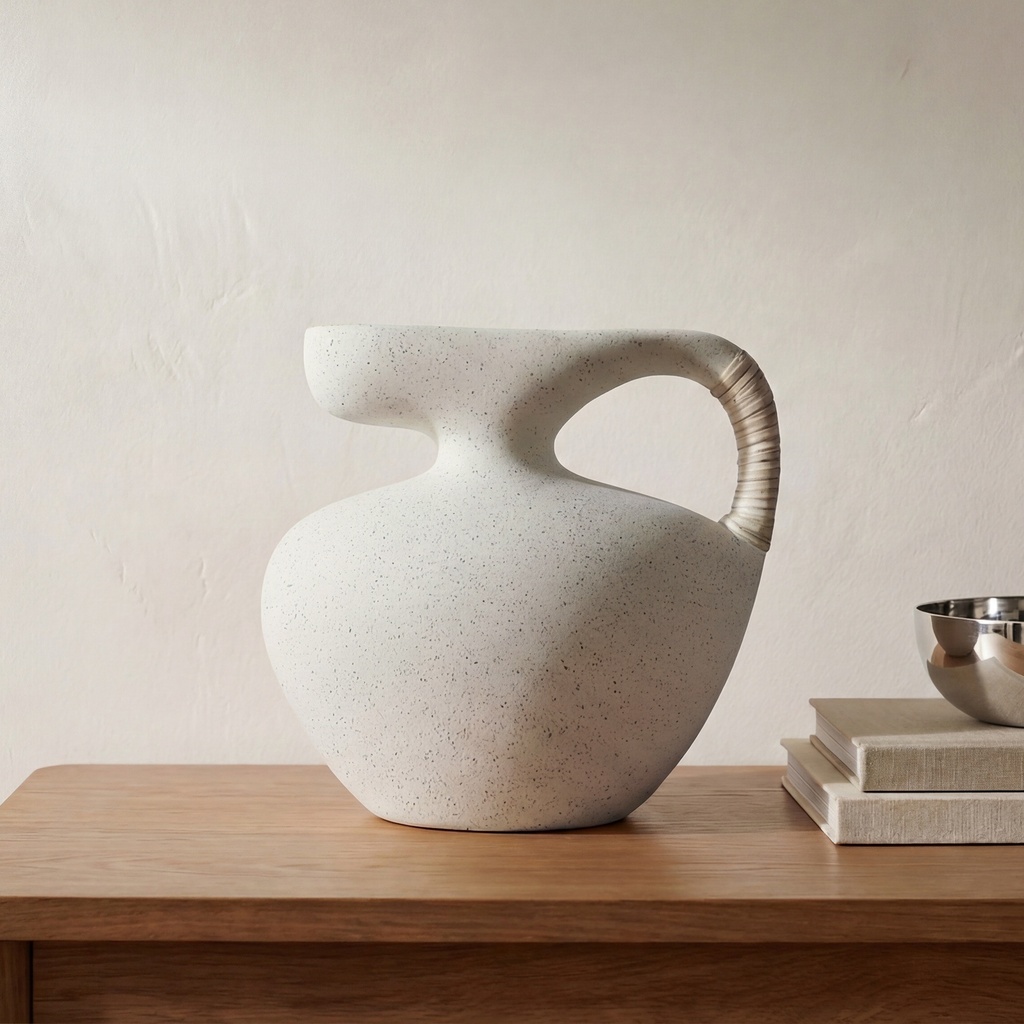[DD-1058-05] Vila 9.5In Sculptural Vessel Cream White