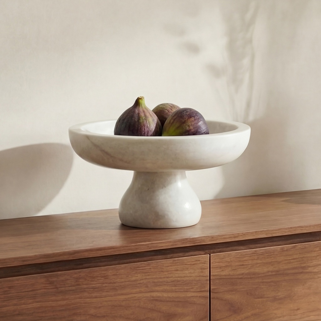[PZ-1023-18] Palermo Pedestal Bowl White Marble