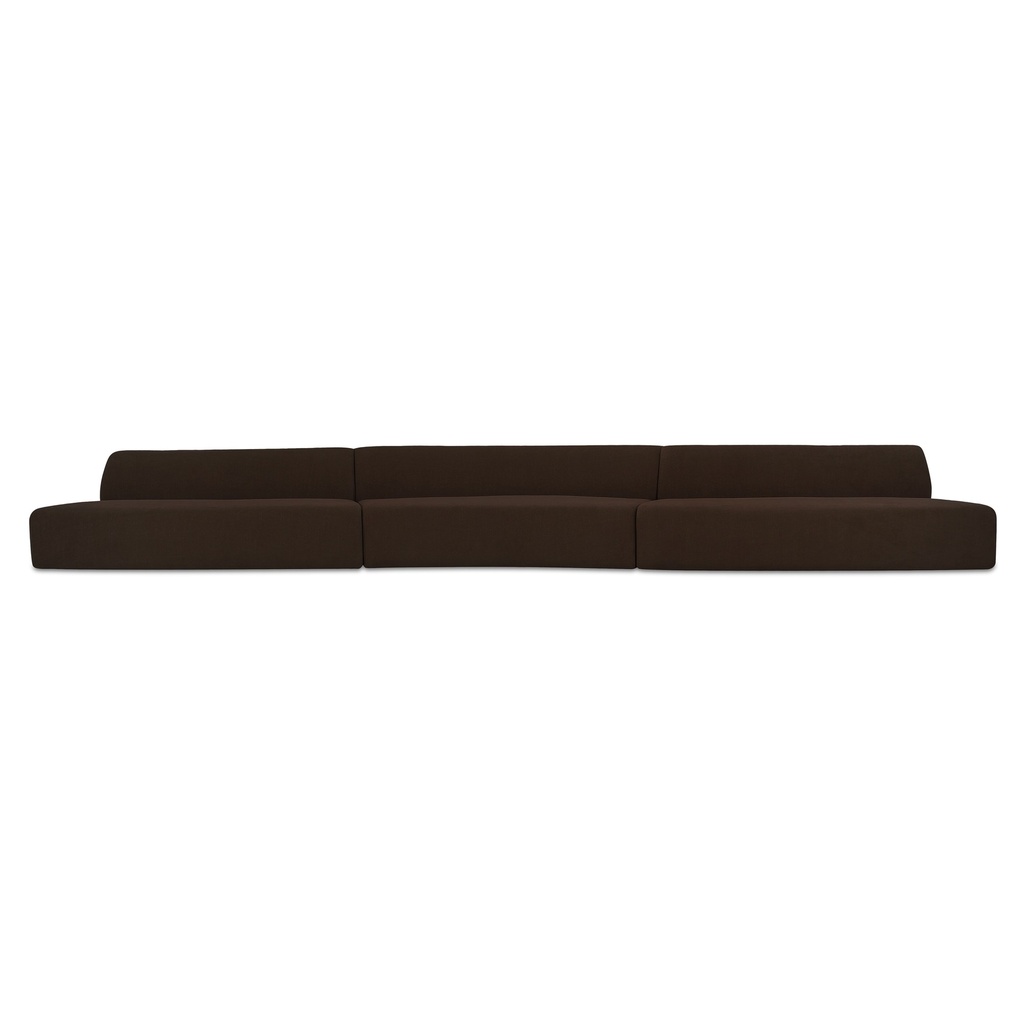 [OA-1097-20] Naomi 3 Piece Wave Modular Sectional Dark Brown