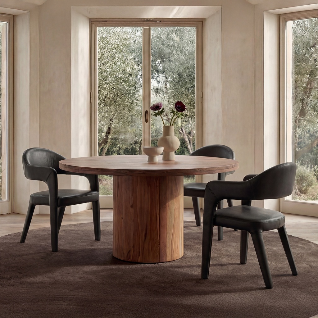 [YM-1009-02] Martens Dining Chair Black Leather