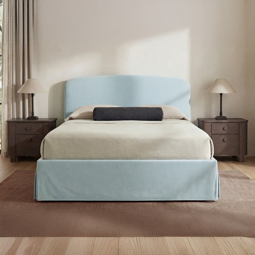 Joan Queen Storage Bed Light Blue