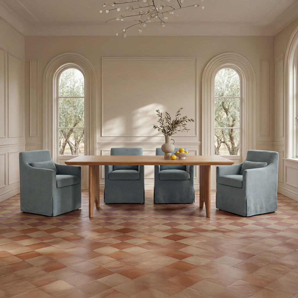 [OA-1051-07] Lydia Slipcover Dining Chair Blue