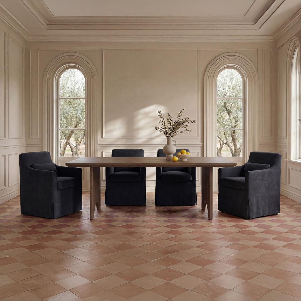 [OA-1051-02] Lydia Slipcover Dining Chair Black