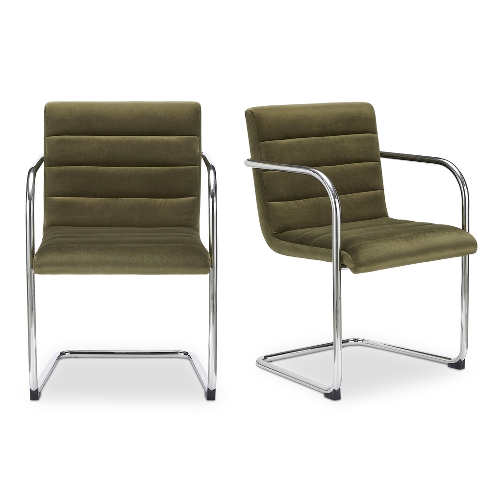 [YM-1021-16] Pedro Dining Chair Green Mohair Set of Two